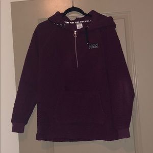 VS PINK Sherpa Quarter Zip jacket w/ hoodie